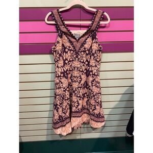 Maeve Cour Royal Anthropologie Purple Paisley Print Mini Dress Size 8 small flaw
